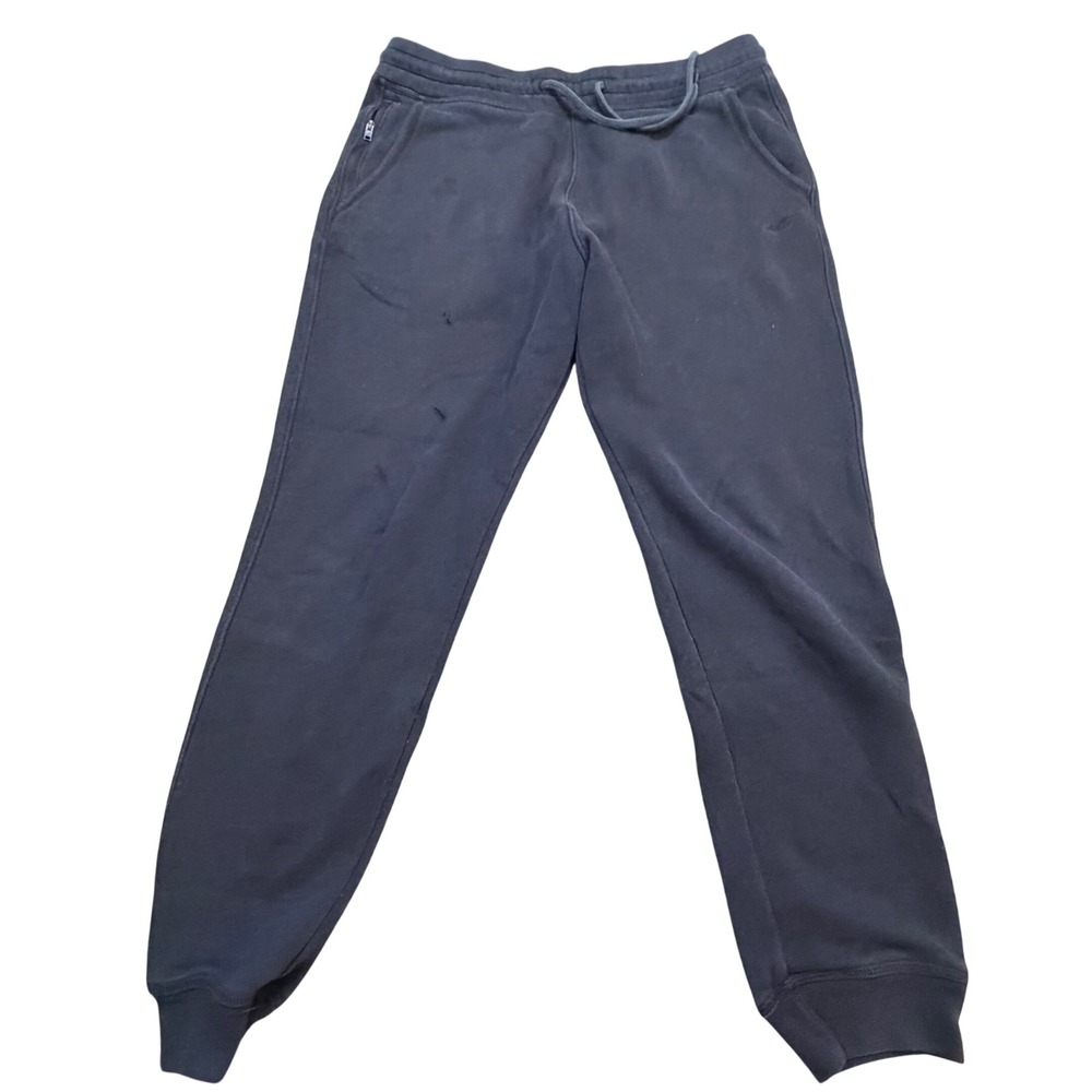 Hollister Mens‎ Fleece Joggers Black Sweatpants Size L Zipper Pocket Logo